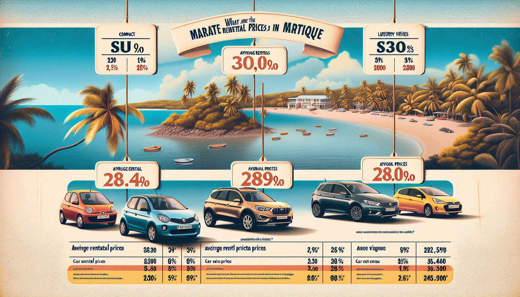 Quels sont les prix moyens des locations de voitures en Martinique